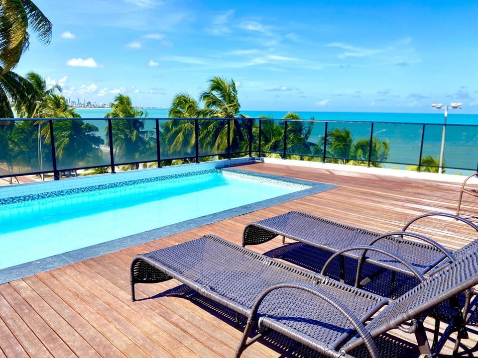 Natural landscape, View (from property/room), Pool view, Sea view, Swimming pool, sunbed