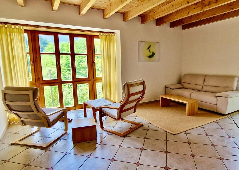 Living room, Seating area, Mountain view
