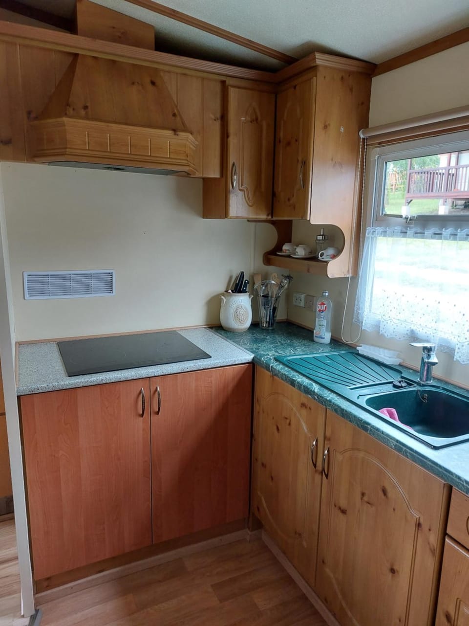Kitchen or kitchenette, stove