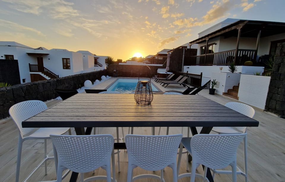 Pool view, Sunset