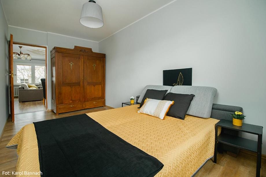 Bed, Bedroom, hair dresser, wardrobe