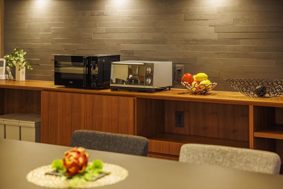 Kitchen or kitchenette, toaster