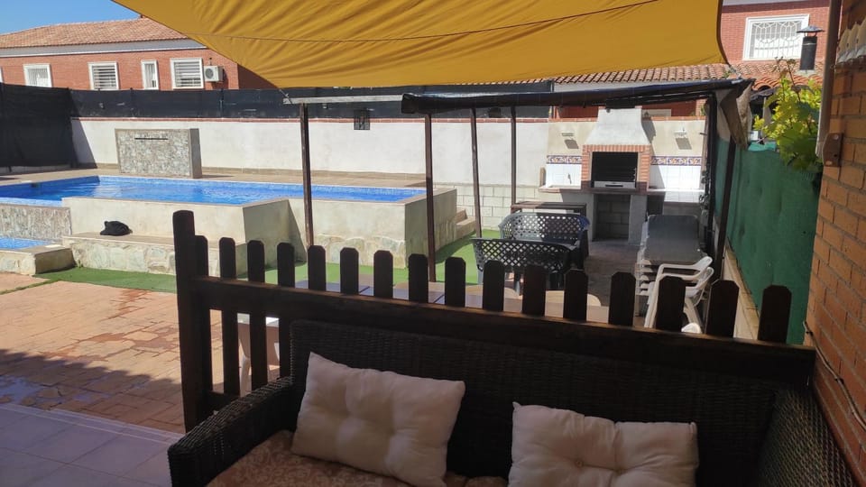 Patio, BBQ facilities, Pool view