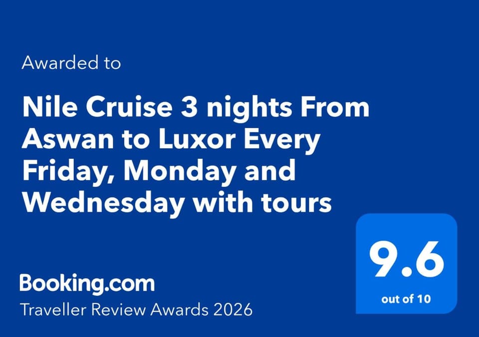 Nile Cruise 3 nights From Aswan to Luxor Every Friday, Monday and Wednesday with tours Docked boat in Red Sea Governorate