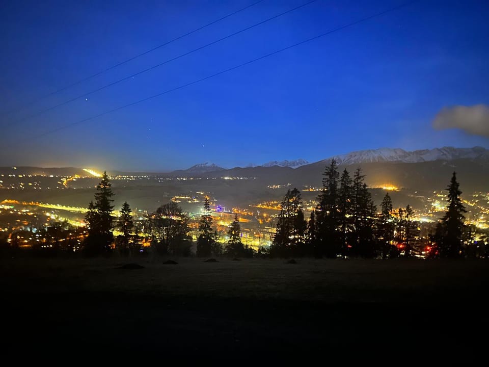 Nearby landmark, Night, Natural landscape, City view, Mountain view