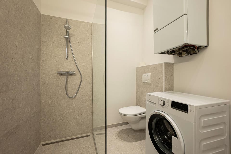 Shower, Bathroom, towels, washing machine