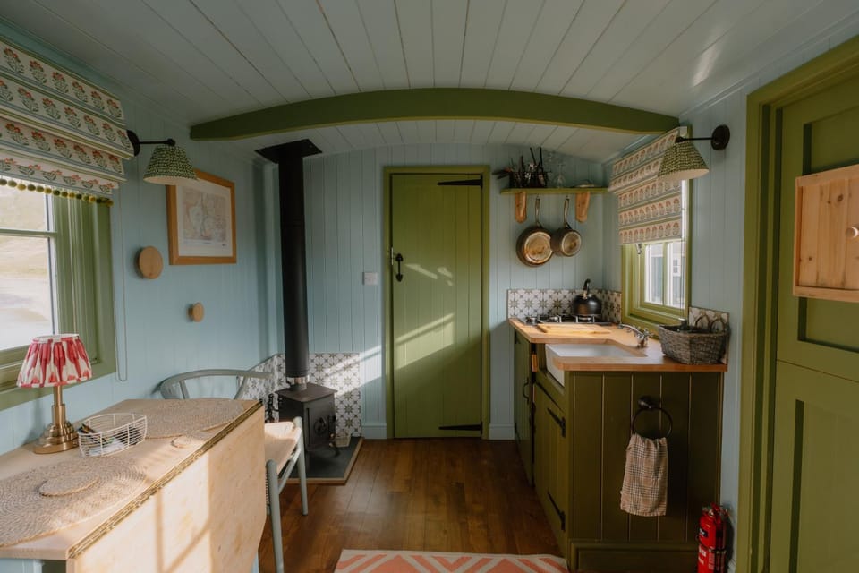 Kitchen or kitchenette, stove