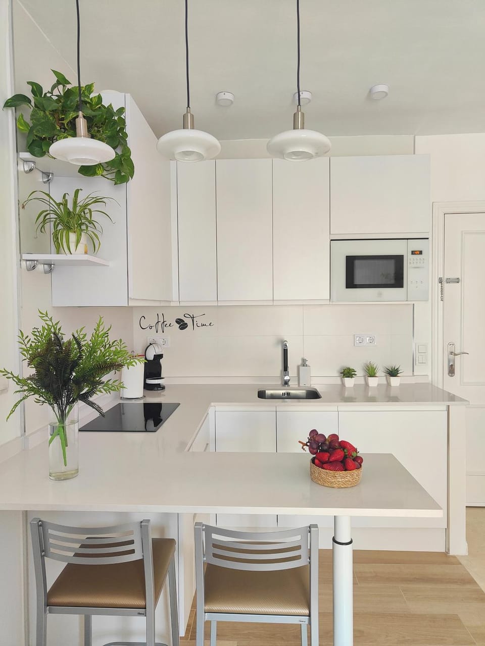 Kitchen or kitchenette, stove