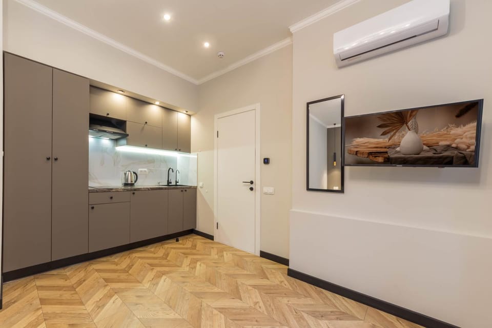 Kitchen or kitchenette, wardrobe, air conditioner