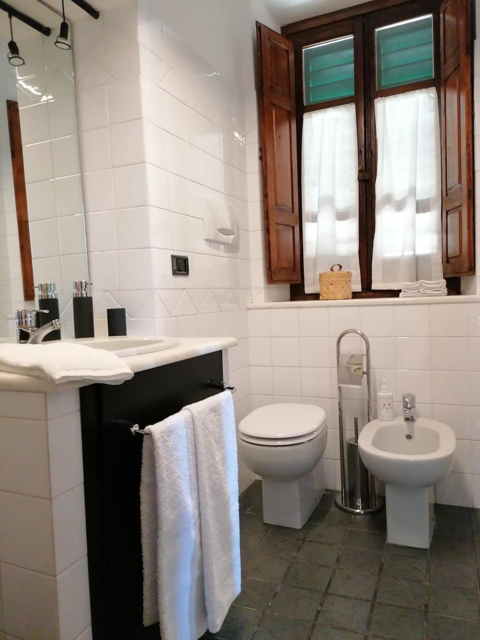 Shower, Toilet, bidet, towels