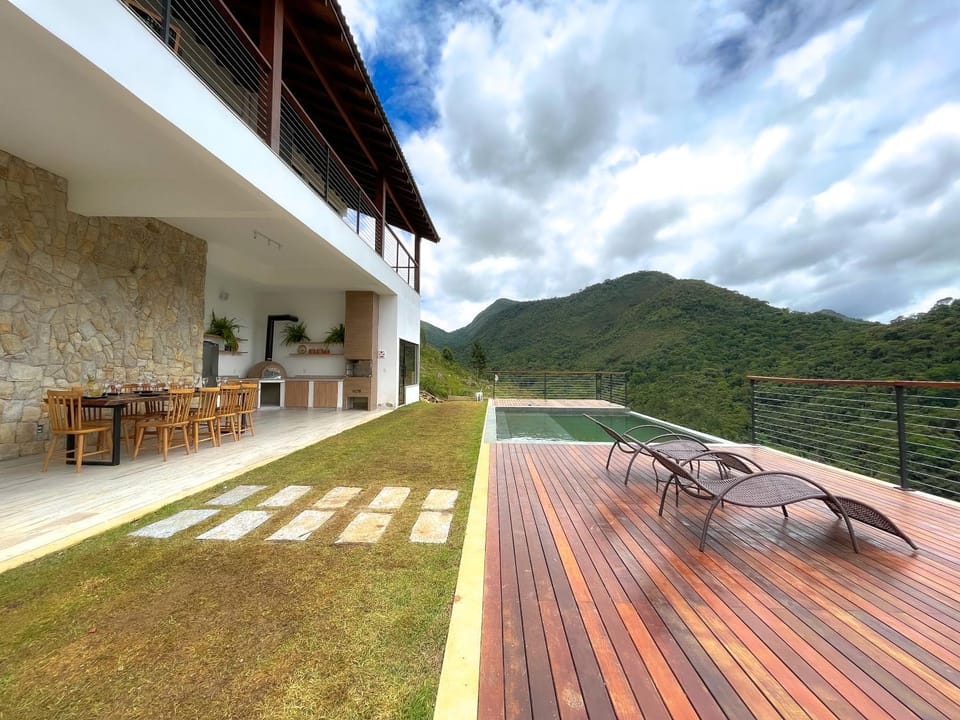 Patio, Day, Natural landscape, Garden, Garden view, Mountain view, Swimming pool