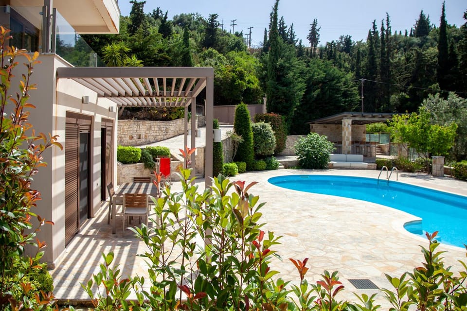 Property building, Patio, Day, Garden, Garden view, Pool view, Swimming pool