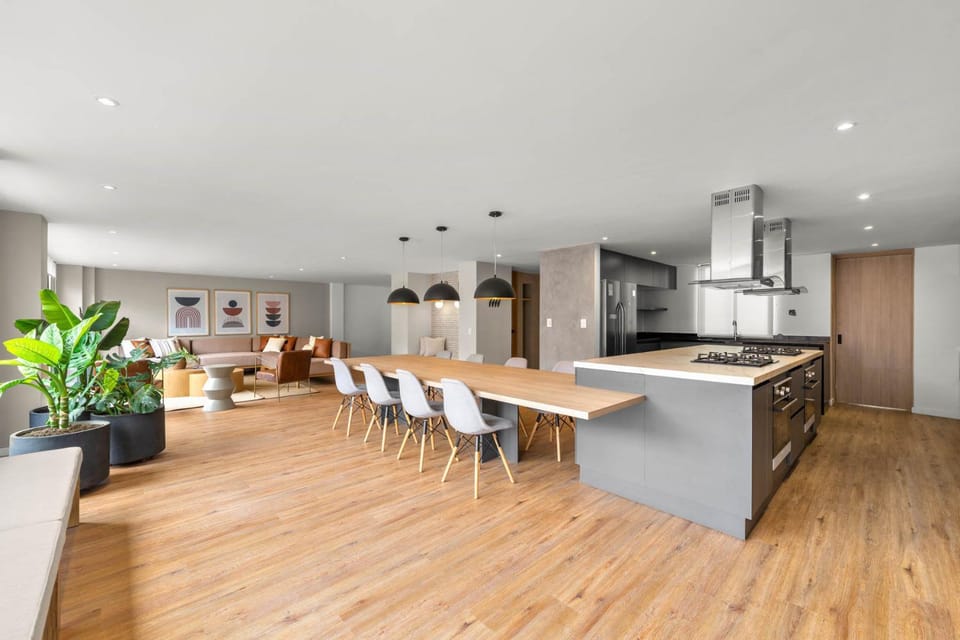 Kitchen or kitchenette, Living room, Dining area, Area and facilities