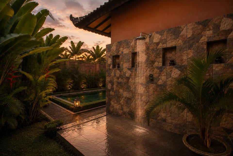 Shower, Pool view