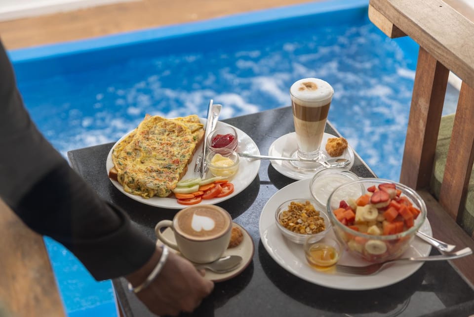 Pool view, Breakfast, Continental breakfast