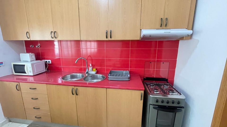 Kitchen or kitchenette, oven, stove, toaster