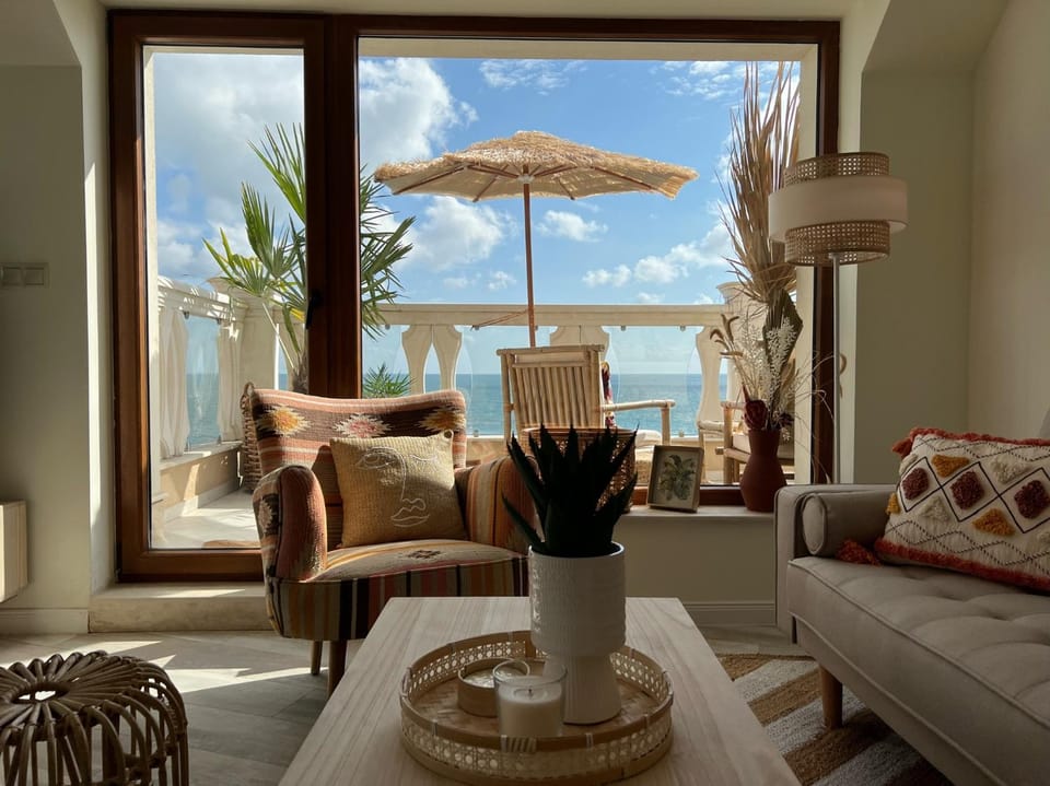 Living room, Seating area, Sea view