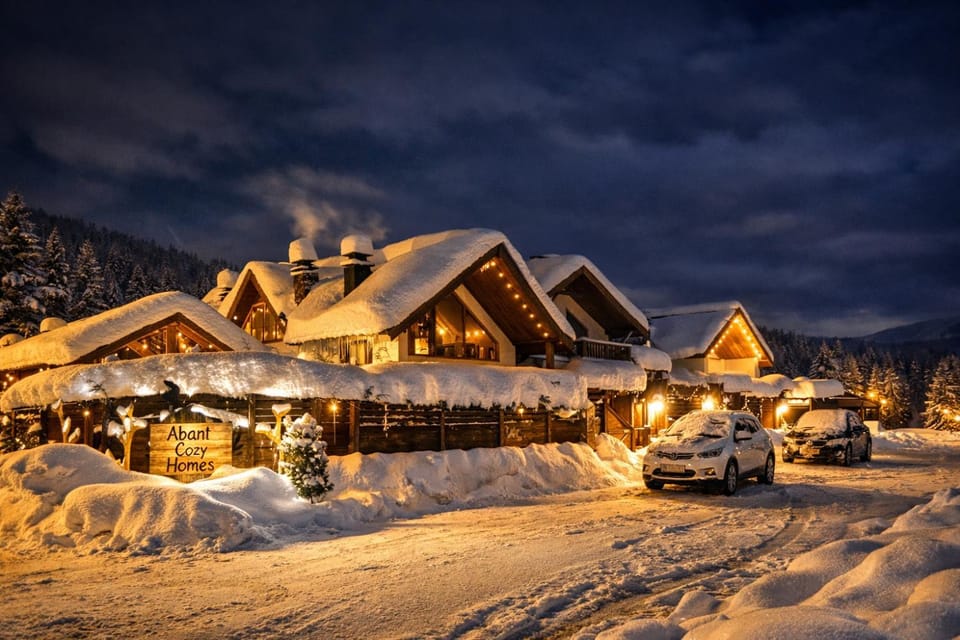 Property building, Night, Winter, Parking