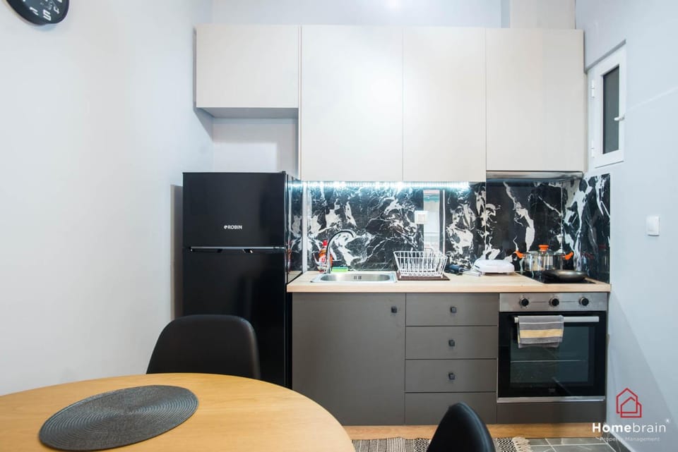 Kitchen or kitchenette, stove