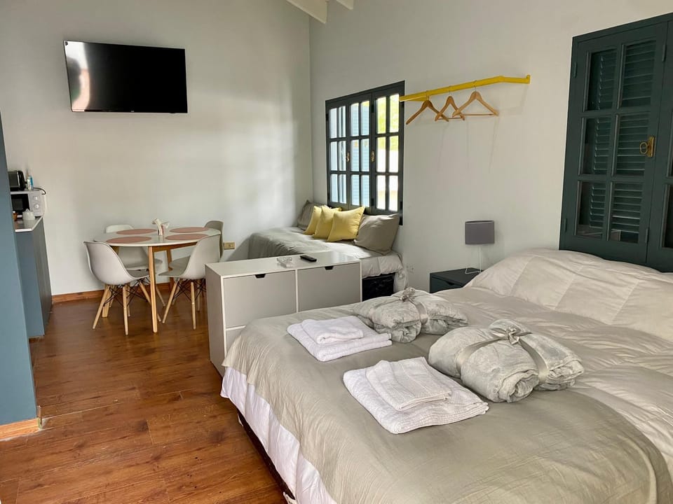 Bed, TV and multimedia, Living room, Photo of the whole room, Seating area, Bedroom