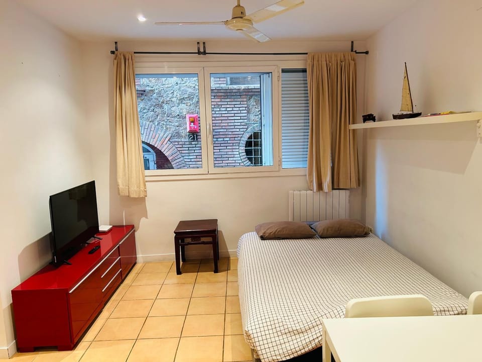 Bed, TV and multimedia, Living room, Photo of the whole room, Seating area, Dining area, Bedroom, fireplace, hair dresser