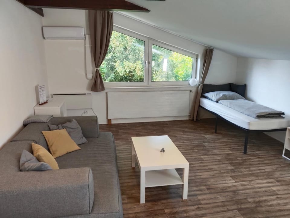 Bed, Living room, Photo of the whole room, Seating area