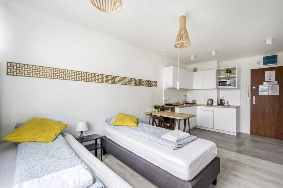 Bed, towels, towels, kitchen, kitchen