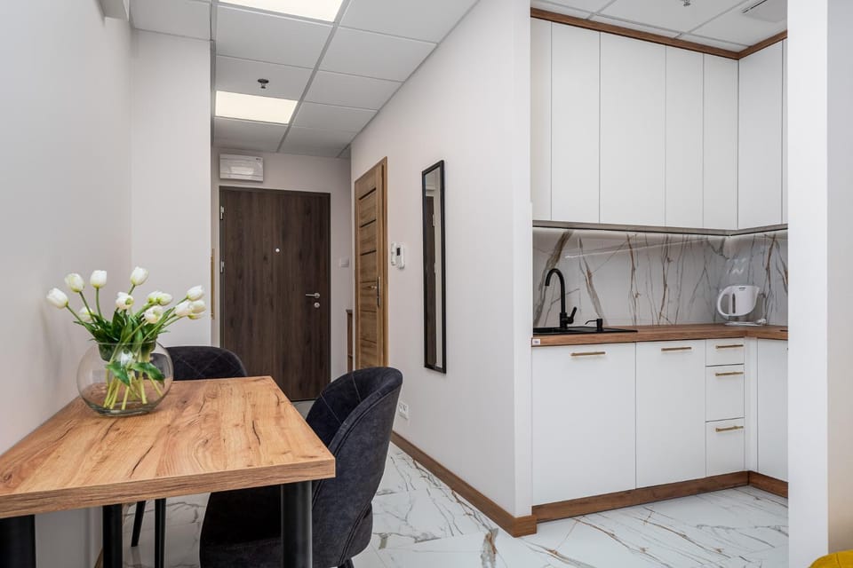 Dining area, stove, wardrobe