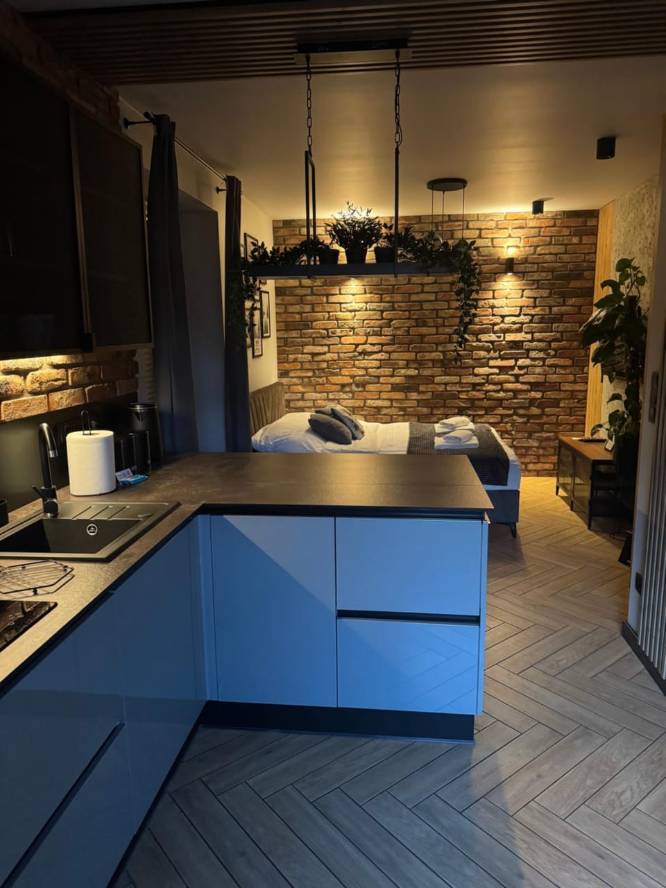 Kitchen or kitchenette, Living room, Seating area