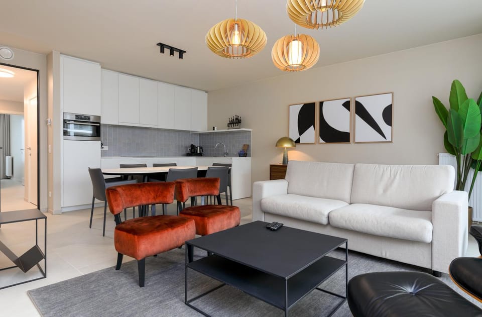 Kitchen or kitchenette, Living room, Dining area, oven, stove