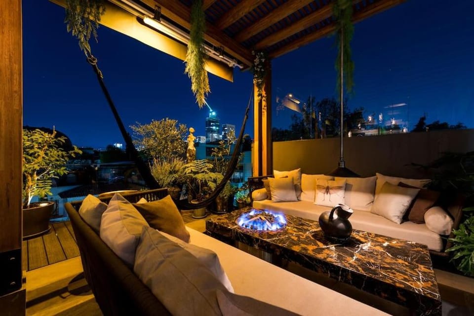 Patio, Night, Garden, Balcony/Terrace, Seating area, flat iron