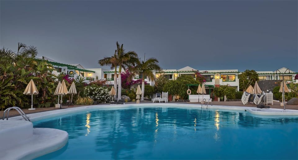 Property building, Swimming pool, Sunset