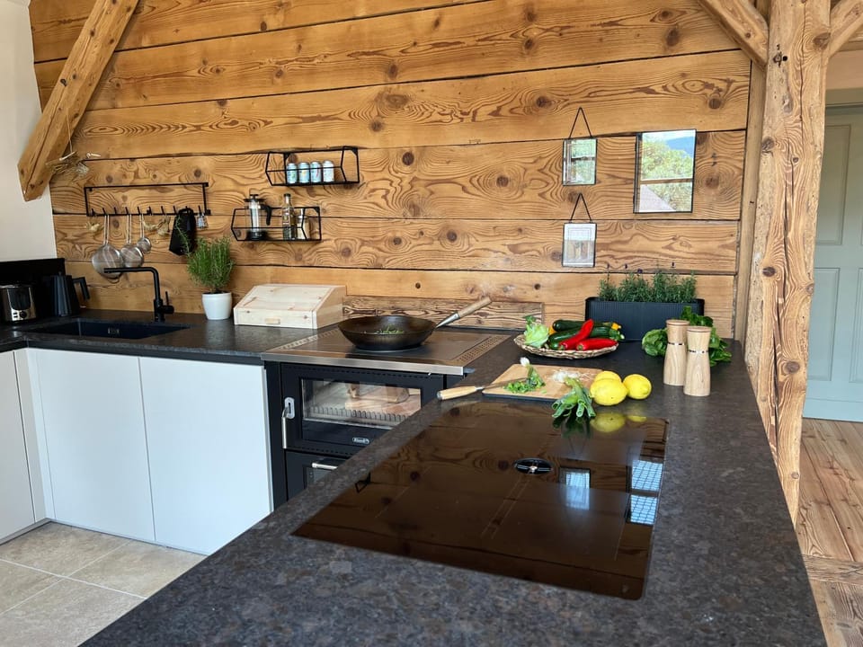 Kitchen or kitchenette, Living room, stove, kitchen