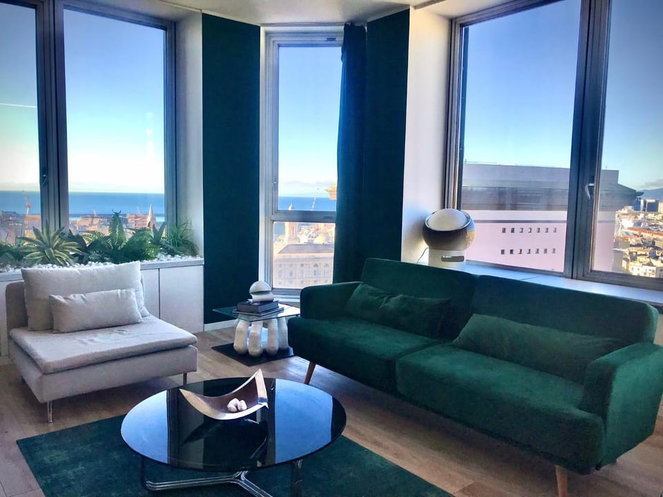 Living room, Seating area, Sea view