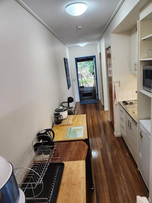 Kitchen or kitchenette, stove