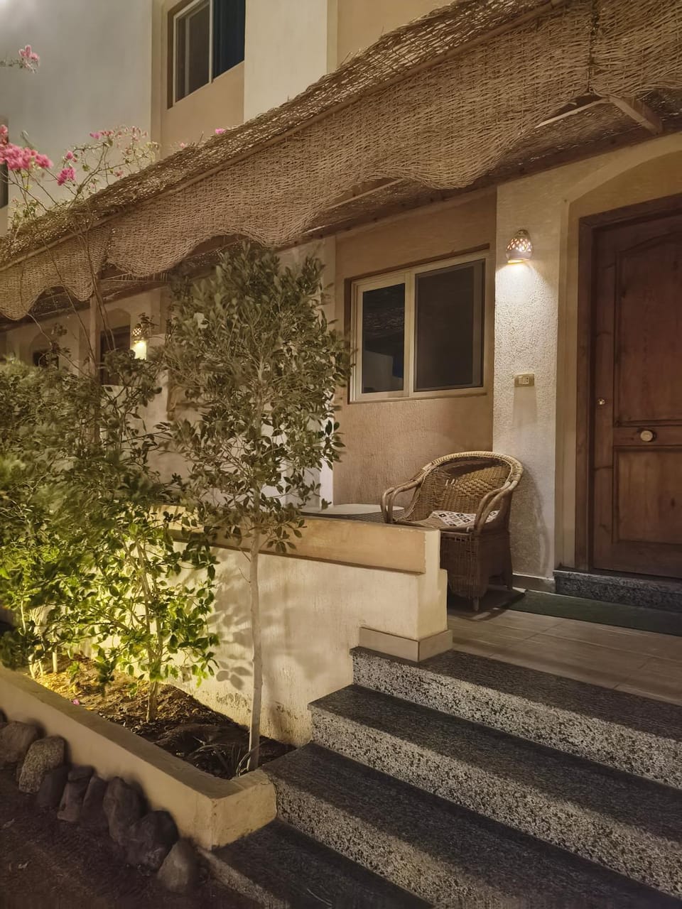 Property building, Facade/entrance, Night, Garden, Garden view