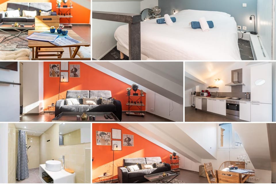 Bed, Bathroom, Kitchen or kitchenette, Living room, Photo of the whole room, Bedroom