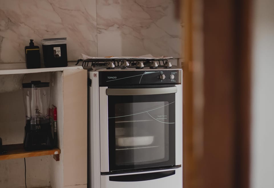 Kitchen or kitchenette, stove