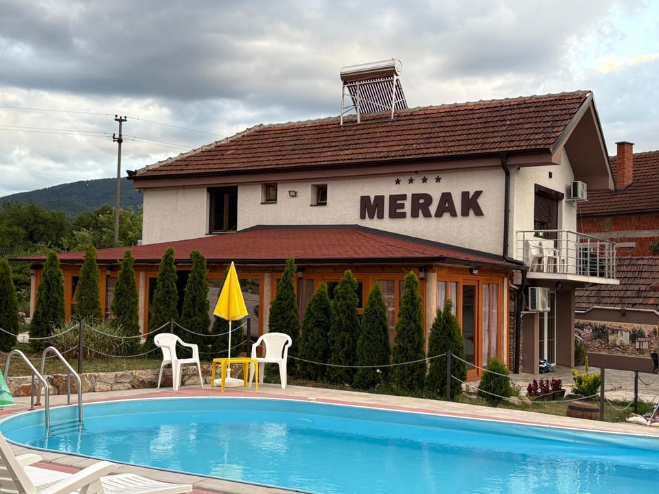 Property building, Pool view, Swimming pool, sunbed