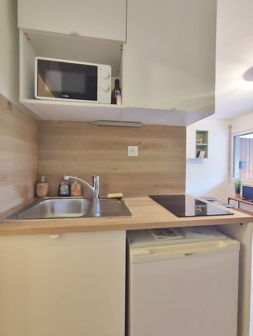 Kitchen or kitchenette, minibar, stove