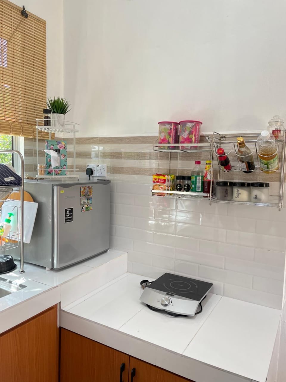 Kitchen or kitchenette, stove, toaster