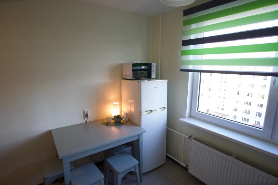 Kitchen or kitchenette, microwave