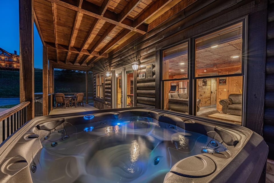 Patio, Night, Hot Tub, Dining area