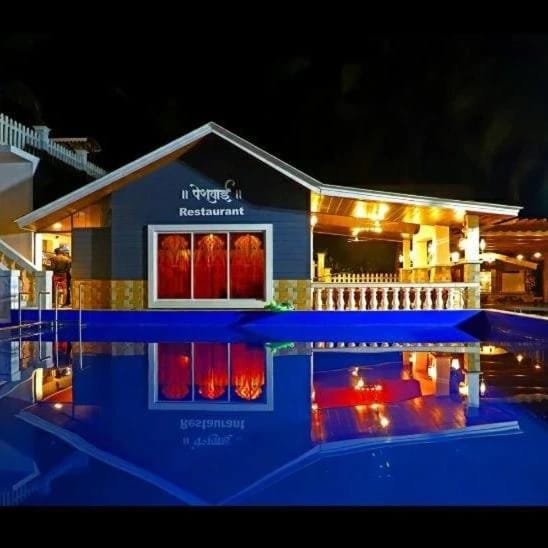 Night, Pool view, Swimming pool