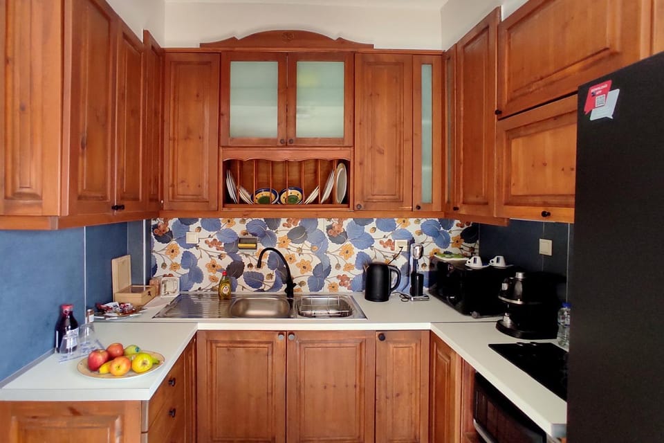 Kitchen or kitchenette, oven