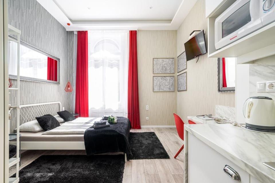 Bed, TV and multimedia, Kitchen or kitchenette, Photo of the whole room, minibar