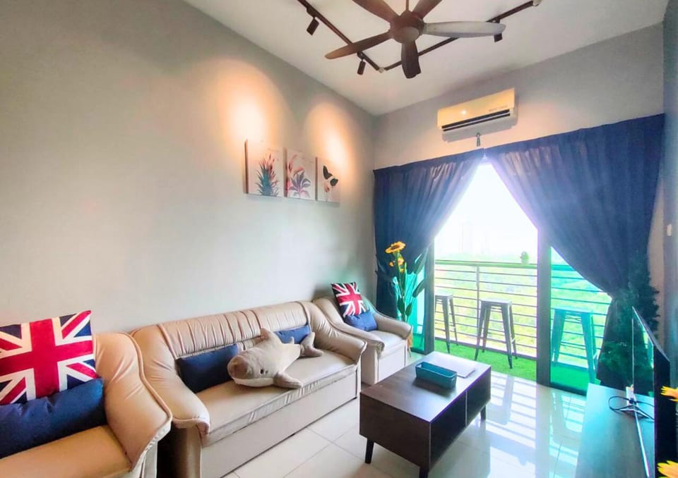 Living room, Seating area, fireplace, air conditioner