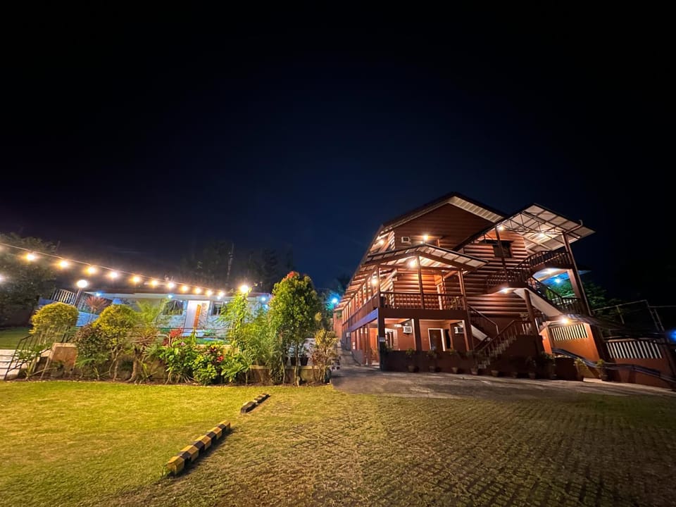 Property building, Night, Garden, Garden view