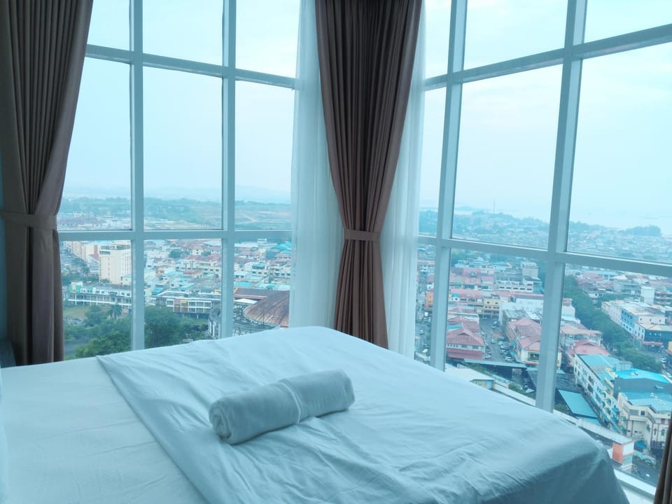 Bed, Bedroom, City view