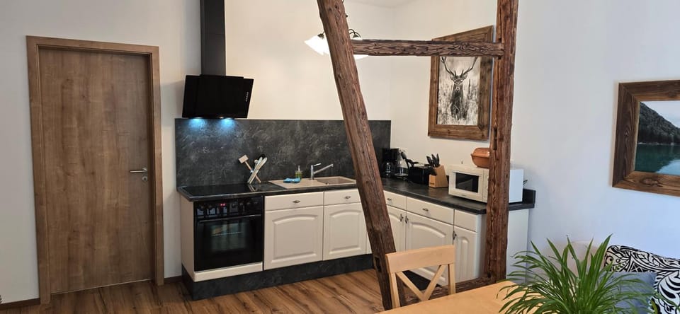 Kitchen or kitchenette, stove